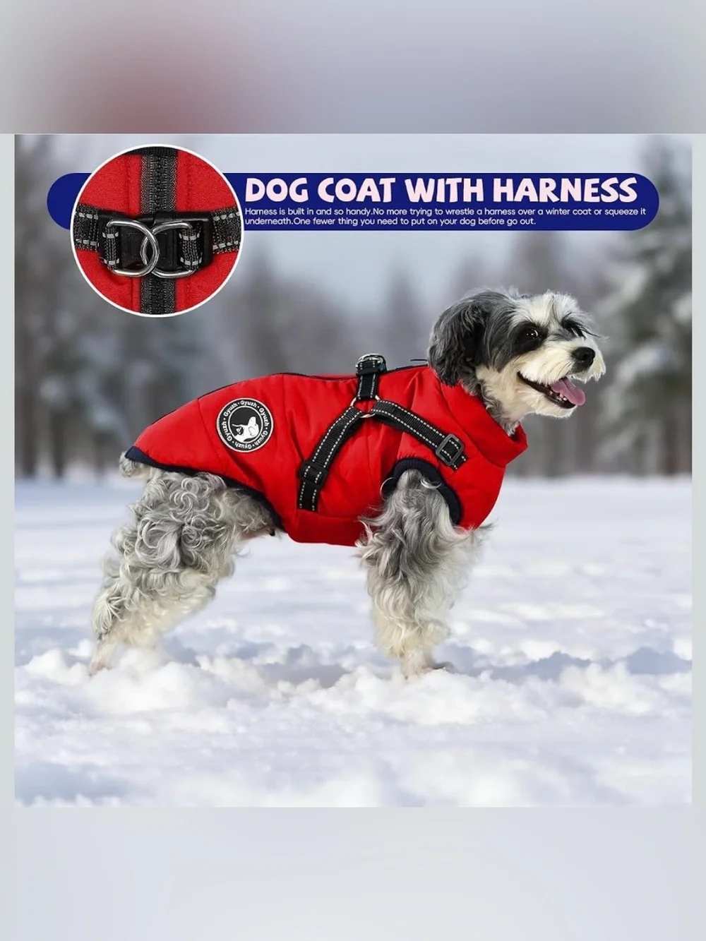 Gyuzh Dog Coat with Harness Puppy Coats Small Dog Harness Jacket Winter Waterpro